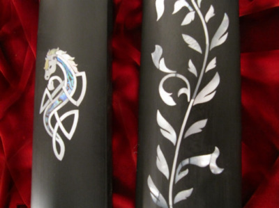 photo of inlay on a cello neck